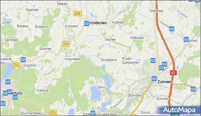 mapa Smołdzino gmina Przodkowo, Smołdzino gmina Przodkowo na mapie Targeo