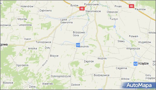 mapa Sokolniki gmina Niegowa, Sokolniki gmina Niegowa na mapie Targeo