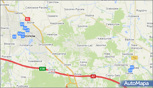 mapa Sokolniki-Las, Sokolniki-Las na mapie Targeo