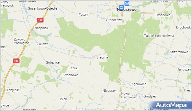 mapa Srebrna gmina Naruszewo, Srebrna gmina Naruszewo na mapie Targeo