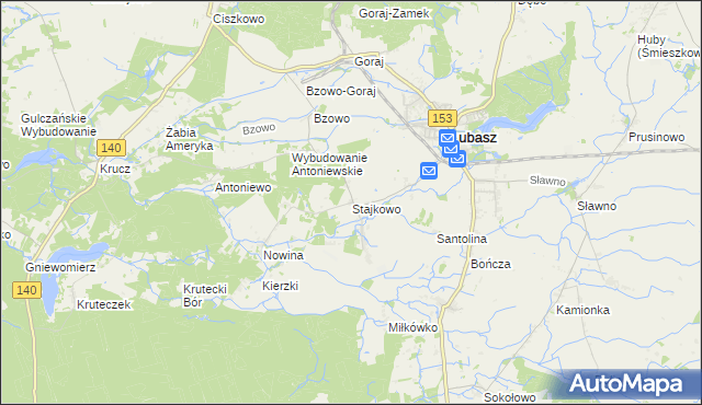 mapa Stajkowo gmina Lubasz, Stajkowo gmina Lubasz na mapie Targeo