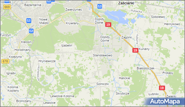 mapa Stanisławowo gmina Juchnowiec Kościelny, Stanisławowo gmina Juchnowiec Kościelny na mapie Targeo