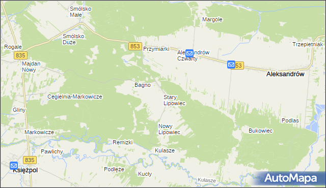 mapa Stary Lipowiec, Stary Lipowiec na mapie Targeo