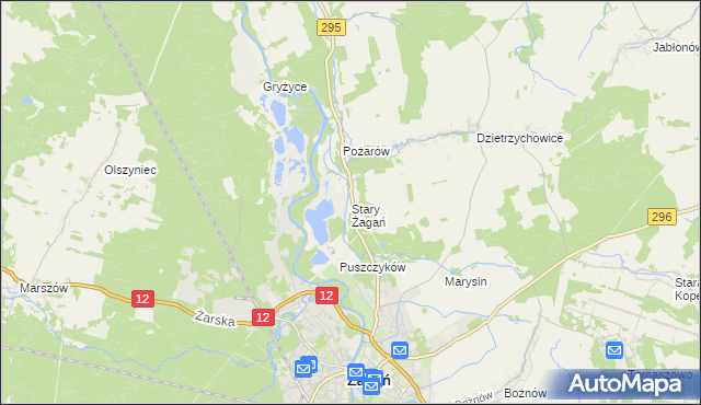 mapa Stary Żagań, Stary Żagań na mapie Targeo