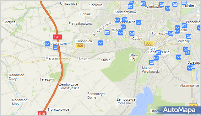 mapa Stasin gmina Konopnica, Stasin gmina Konopnica na mapie Targeo