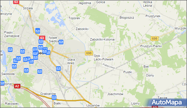 mapa Stok Lacki-Folwark, Stok Lacki-Folwark na mapie Targeo