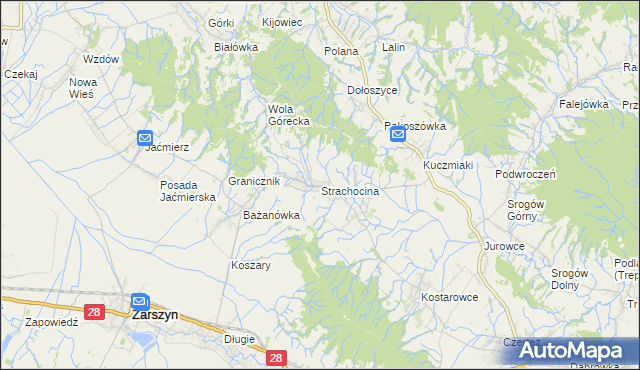 mapa Strachocina, Strachocina na mapie Targeo