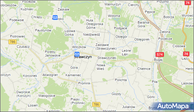 mapa Strawczynek, Strawczynek na mapie Targeo