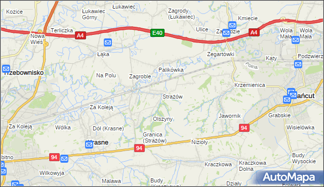 mapa Strażów, Strażów na mapie Targeo