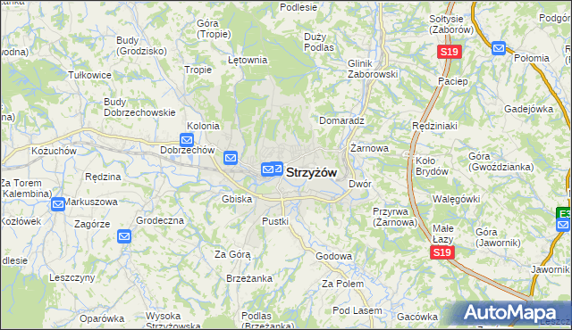 mapa Strzyżów, Strzyżów na mapie Targeo