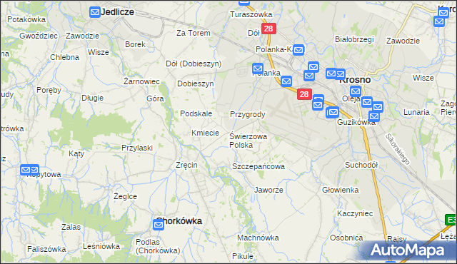 mapa Świerzowa Polska, Świerzowa Polska na mapie Targeo