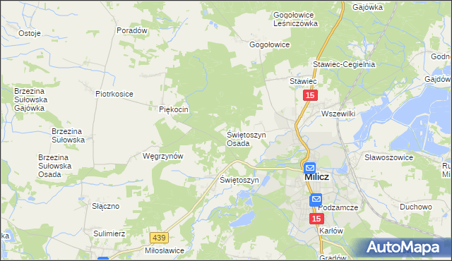 mapa Świętoszyn Osada, Świętoszyn Osada na mapie Targeo