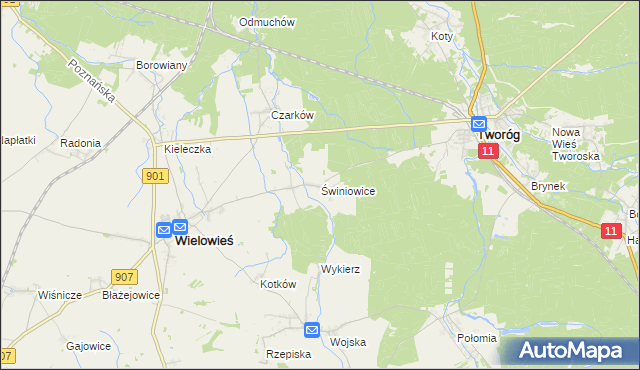 mapa Świniowice, Świniowice na mapie Targeo
