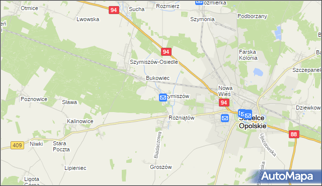 mapa Szymiszów, Szymiszów na mapie Targeo