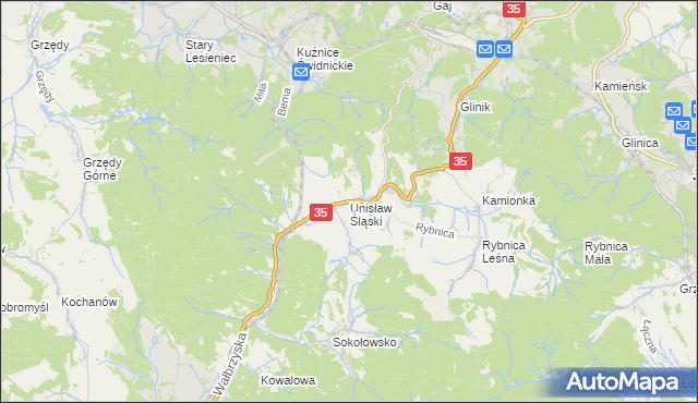 mapa Unisław Śląski, Unisław Śląski na mapie Targeo