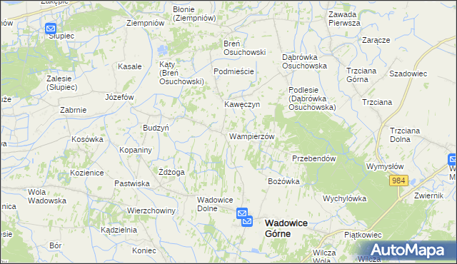 mapa Wampierzów, Wampierzów na mapie Targeo