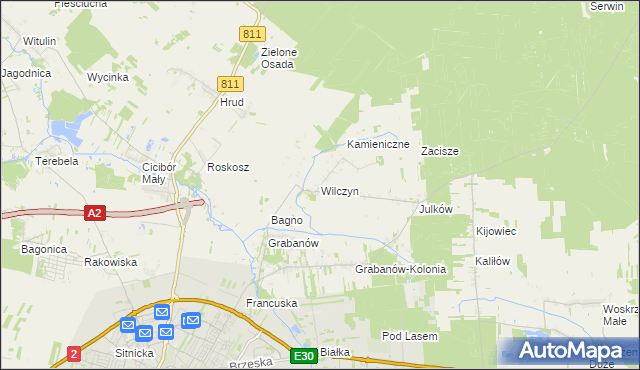 mapa Wilczyn gmina Biała Podlaska, Wilczyn gmina Biała Podlaska na mapie Targeo
