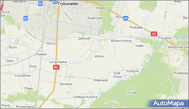 mapa Witów gmina Sulejów, Witów gmina Sulejów na mapie Targeo