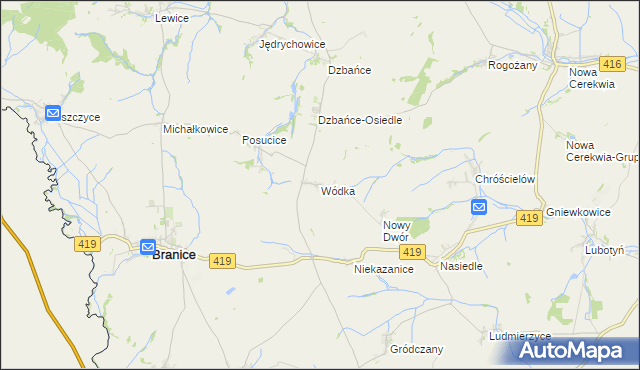 mapa Wódka gmina Branice, Wódka gmina Branice na mapie Targeo