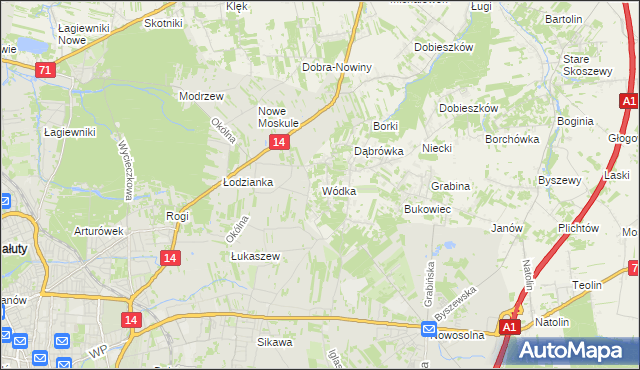 mapa Wódka gmina Nowosolna, Wódka gmina Nowosolna na mapie Targeo