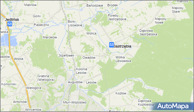 mapa Wojciechów gmina Jastrzębia, Wojciechów gmina Jastrzębia na mapie Targeo