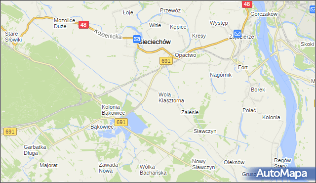 mapa Wola Klasztorna, Wola Klasztorna na mapie Targeo