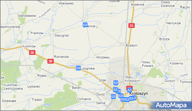 mapa Wróżewy, Wróżewy na mapie Targeo