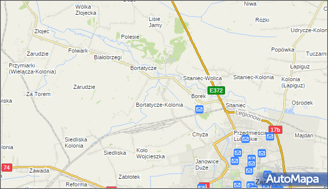 mapa Wysokie gmina Zamość, Wysokie gmina Zamość na mapie Targeo