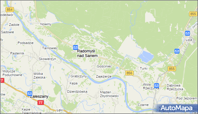 mapa Żabno gmina Radomyśl nad Sanem, Żabno gmina Radomyśl nad Sanem na mapie Targeo