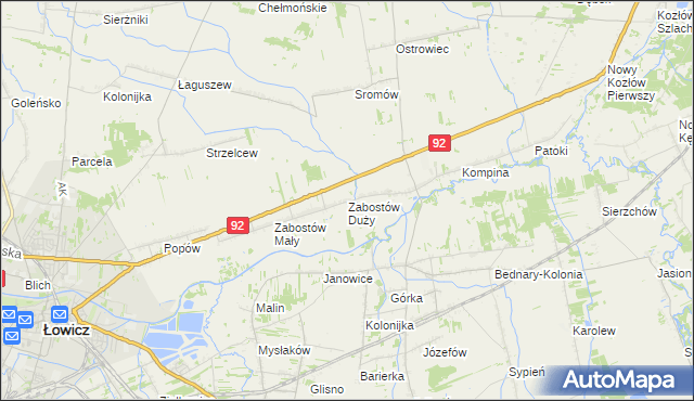 mapa Zabostów Duży, Zabostów Duży na mapie Targeo