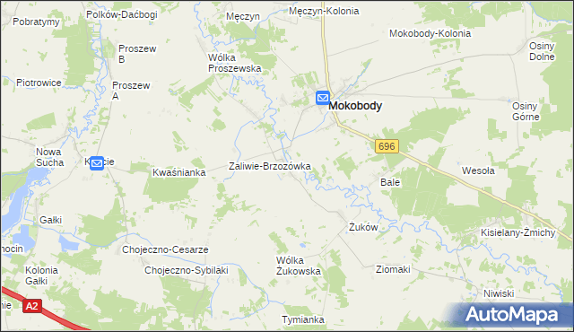 mapa Zaliwie-Piegawki, Zaliwie-Piegawki na mapie Targeo