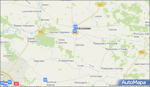mapa Zamość gmina Rościszewo, Zamość gmina Rościszewo na mapie Targeo