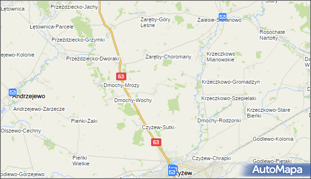 mapa Zaręby-Bindugi, Zaręby-Bindugi na mapie Targeo