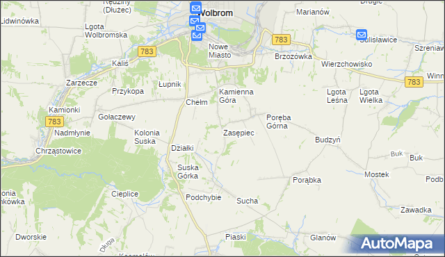 mapa Zasępiec, Zasępiec na mapie Targeo