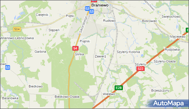 mapa Zawierz, Zawierz na mapie Targeo