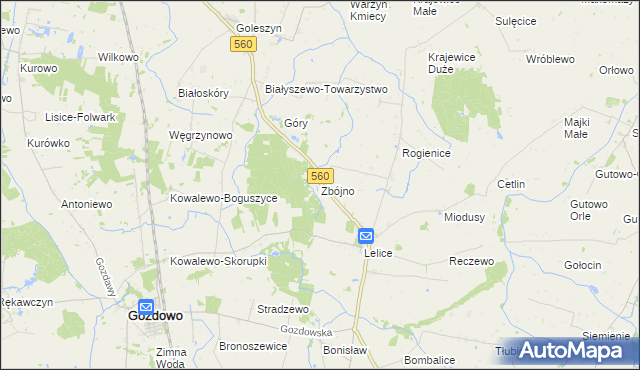 mapa Zbójno gmina Gozdowo, Zbójno gmina Gozdowo na mapie Targeo