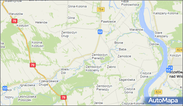 mapa Zemborzyn Pierwszy gmina Solec nad Wisłą, Zemborzyn Pierwszy gmina Solec nad Wisłą na mapie Targeo