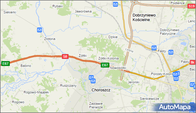 mapa Żółtki-Kolonia, Żółtki-Kolonia na mapie Targeo