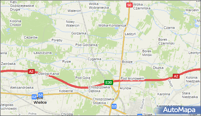 mapa Żuków gmina Mińsk Mazowiecki, Żuków gmina Mińsk Mazowiecki na mapie Targeo