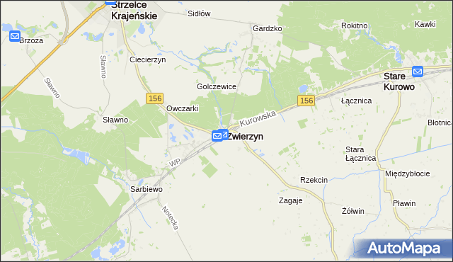 mapa Zwierzyn powiat strzelecko-drezdenecki, Zwierzyn powiat strzelecko-drezdenecki na mapie Targeo