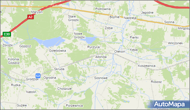 mapa Albinów gmina Kotuń, Albinów gmina Kotuń na mapie Targeo
