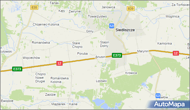 mapa Anusin gmina Siedliszcze, Anusin gmina Siedliszcze na mapie Targeo