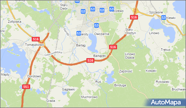 mapa Bartążek, Bartążek na mapie Targeo