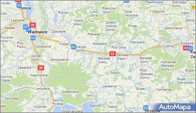 mapa Barwałd Dolny, Barwałd Dolny na mapie Targeo