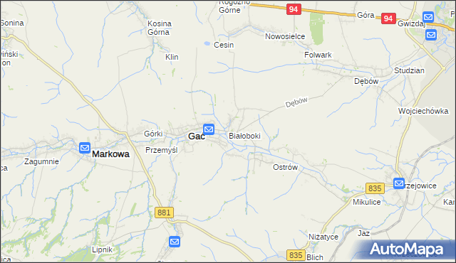 mapa Białoboki, Białoboki na mapie Targeo