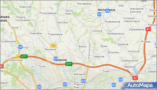 mapa Bibice, Bibice na mapie Targeo