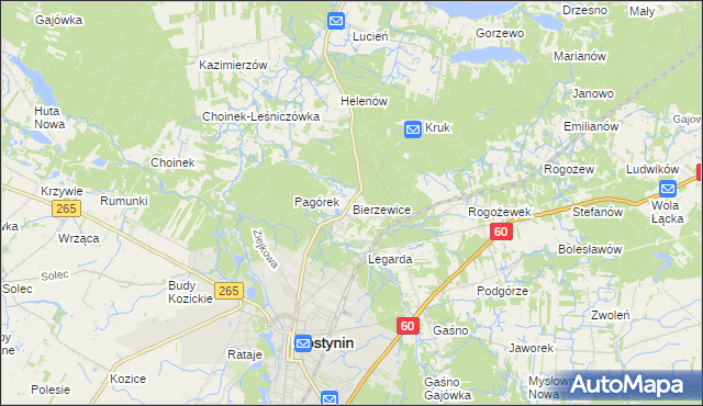 mapa Bierzewice, Bierzewice na mapie Targeo