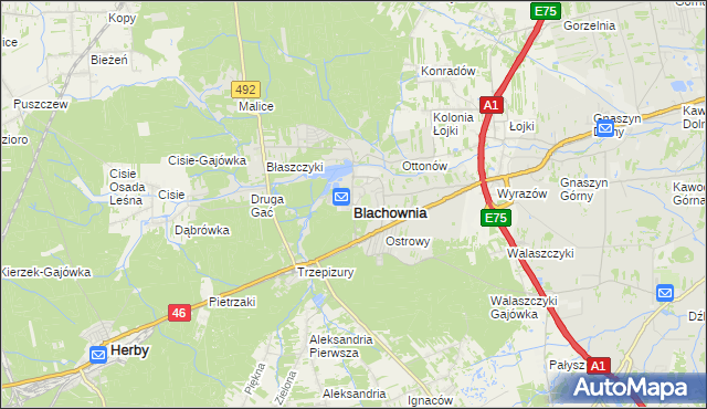 mapa Blachownia, Blachownia na mapie Targeo