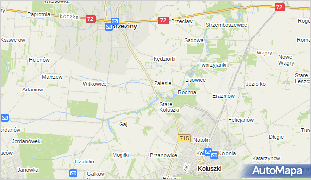 mapa Bogdanka gmina Brzeziny, Bogdanka gmina Brzeziny na mapie Targeo