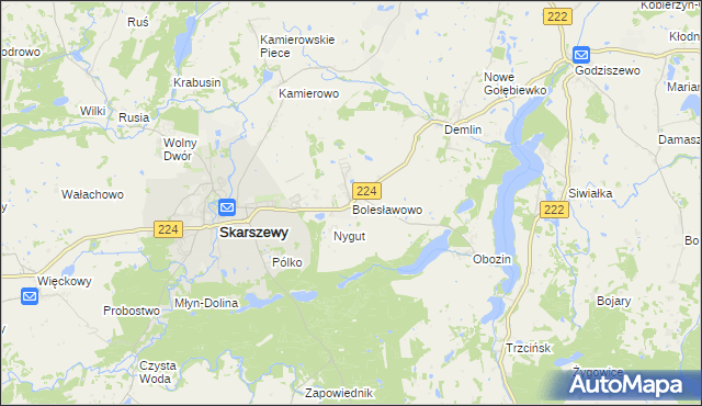 mapa Bolesławowo gmina Skarszewy, Bolesławowo gmina Skarszewy na mapie Targeo